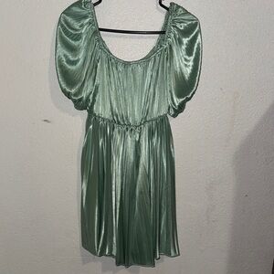 SHEIN Shiny Green Mini Dress